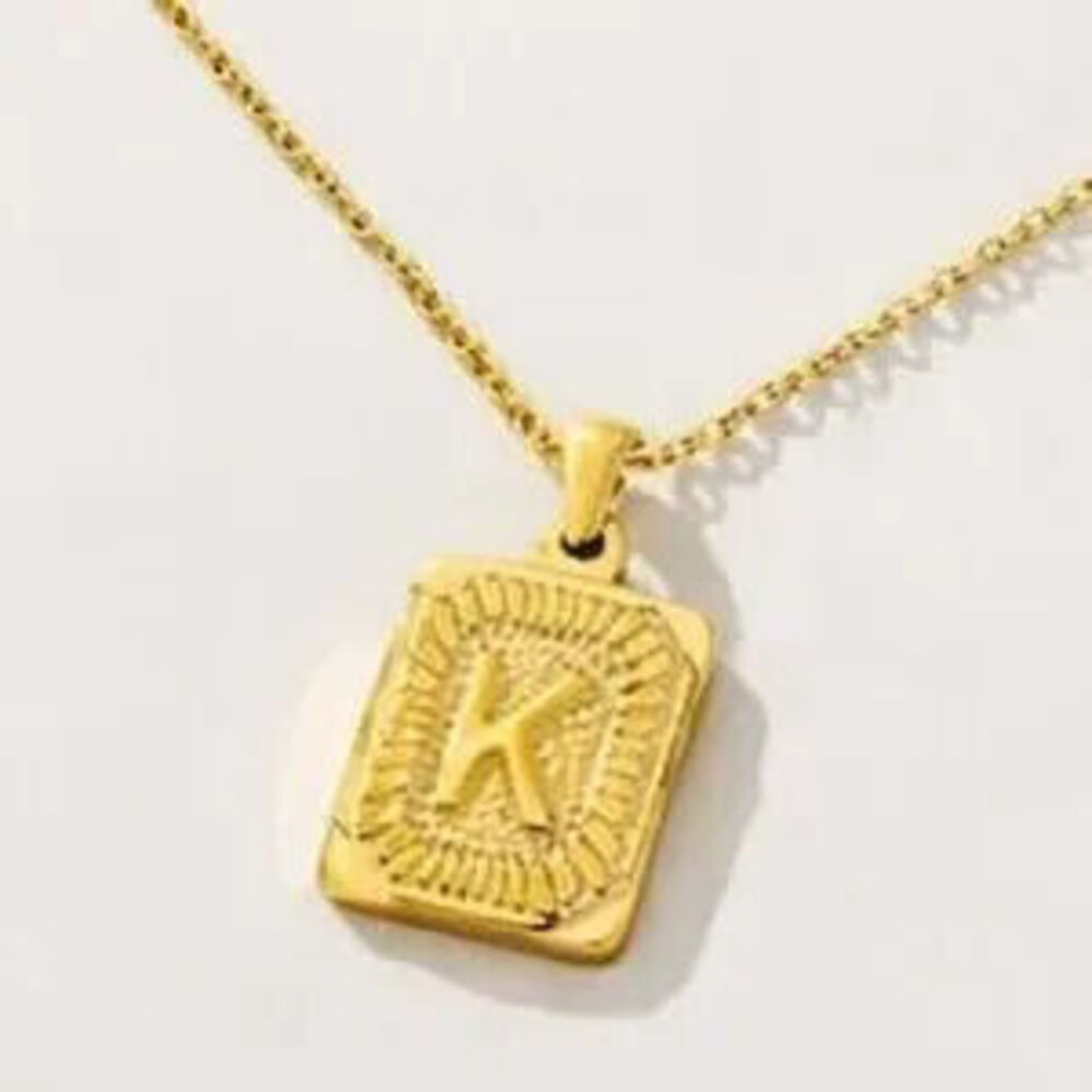 Gold Monogram Initial Necklace (K) (9024)